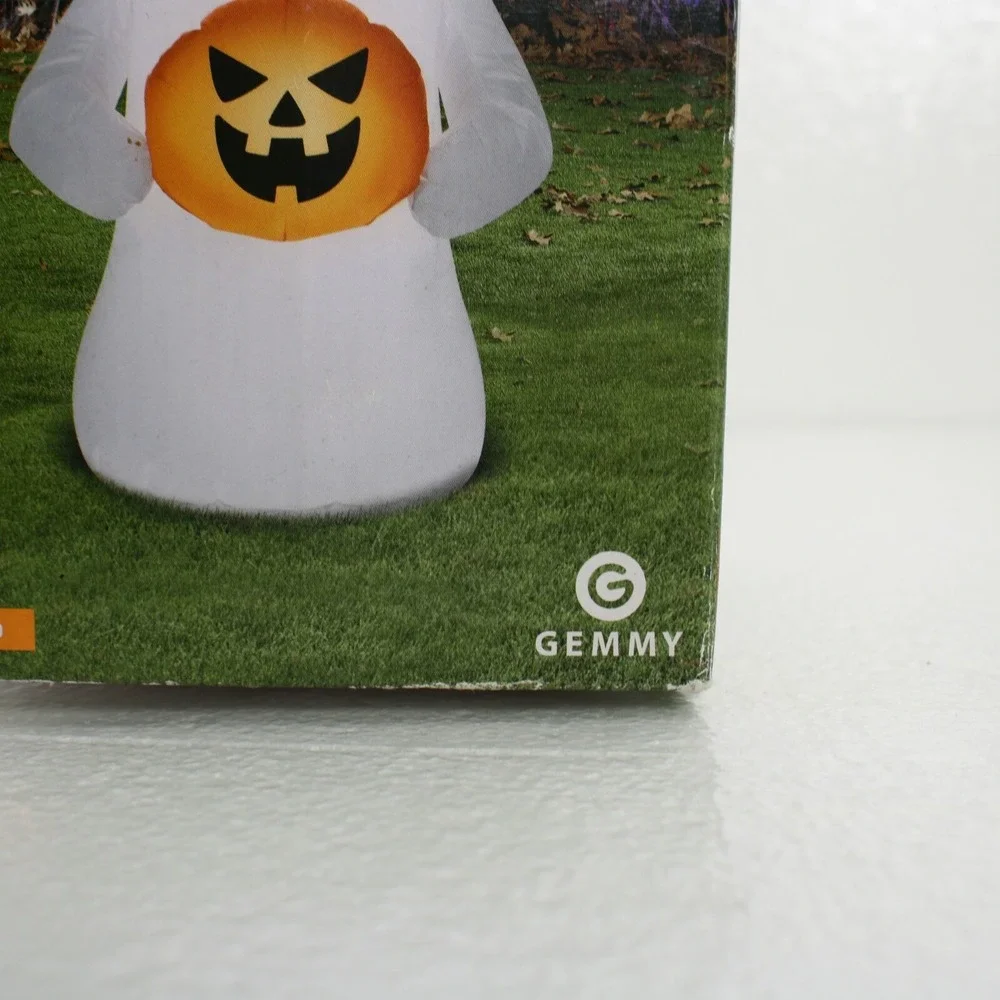 Gemmy Airblown Inflatable Halloween Lights Up Ghost with Hat